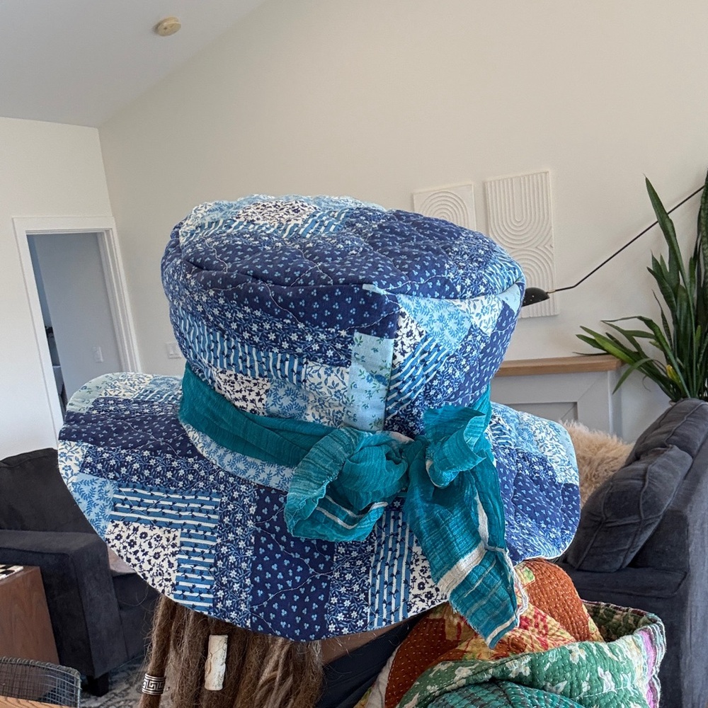 Blue Patchwork Boho Hobo Top Hat - image 5